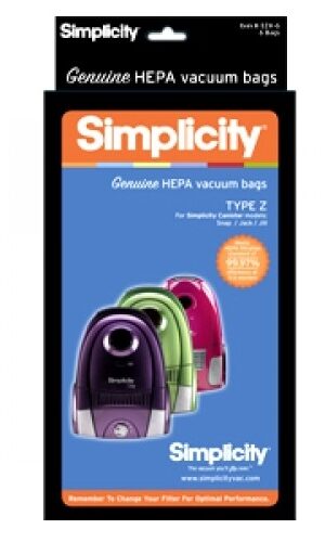 Simplicity Genuine HEPA Z Bags for Jack/Jill (pack of 6) SZH-6