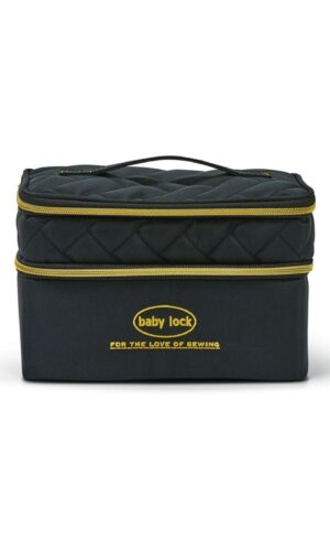 Baby Lock Double Organizer-Quilted Black With Gold Logo And Components