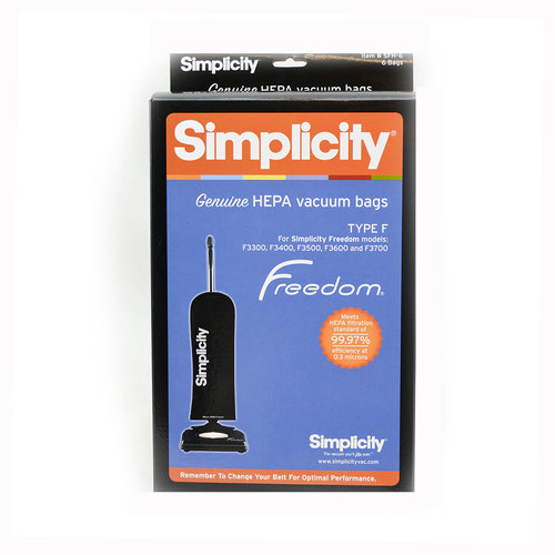 Simplicity HEPA HiFlow Filtration Genuine F Bags (pack of 6) SFH6